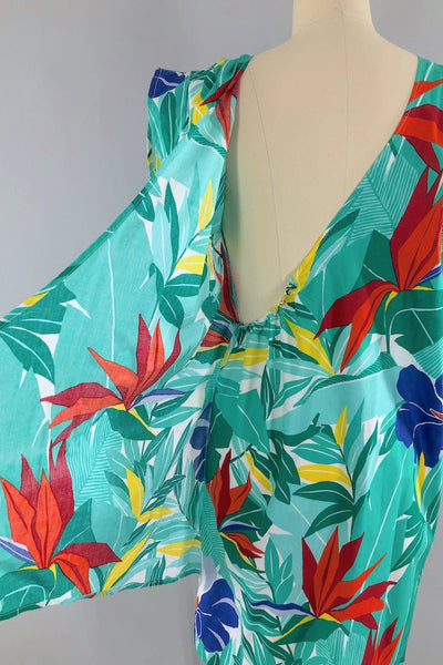 Vintage Green Tropical Print Dress-ThisBlueBird - Modern Vintage