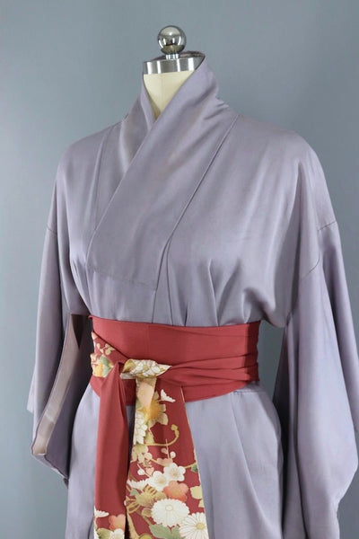 Vintage Grey Pagoda Silk Kimono ThisBlueBird