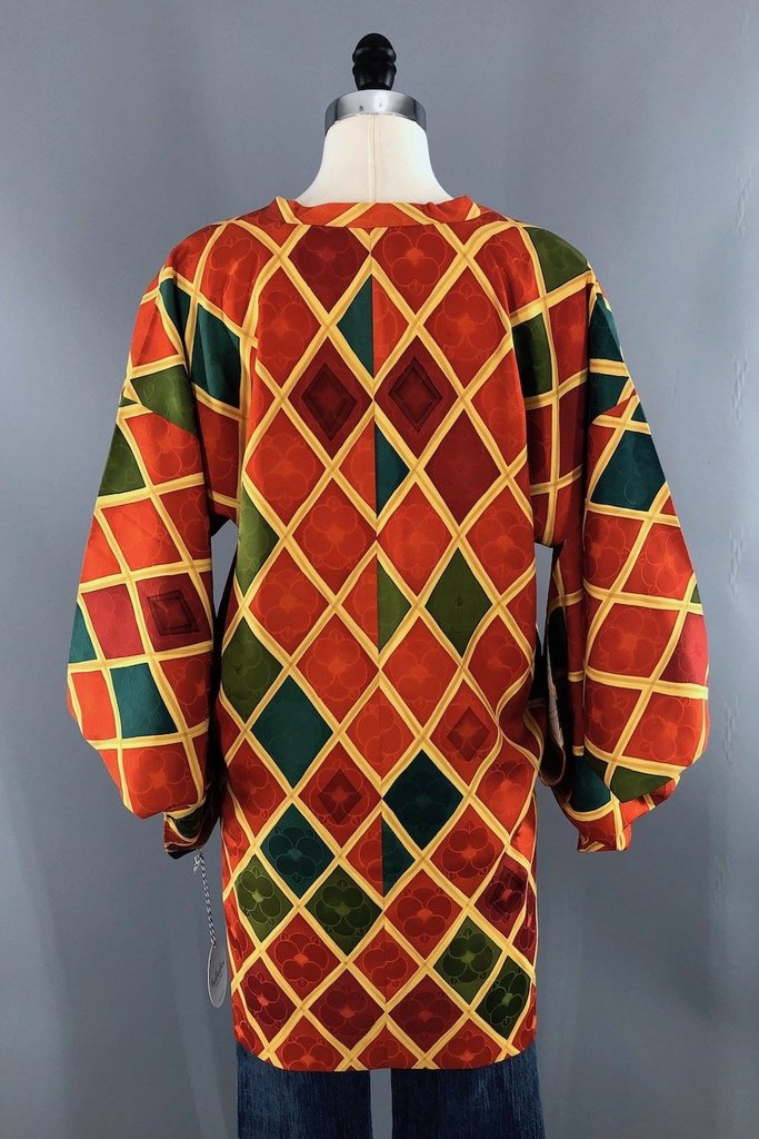 Vintage Harlequin Silk Kimono Jacket-ThisBlueBird - Modern Vintage