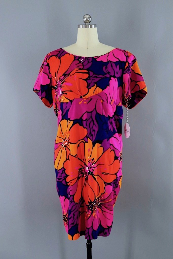 Vintage Hawaiian Floral Dress - Plus Size!-ThisBlueBird - Modern Vintage