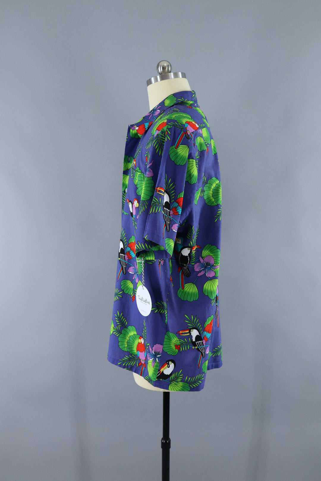 Vintage Hawaiian Shirt / Purple Blue Toucan Birds &amp; Palm Trees - ThisBlueBird