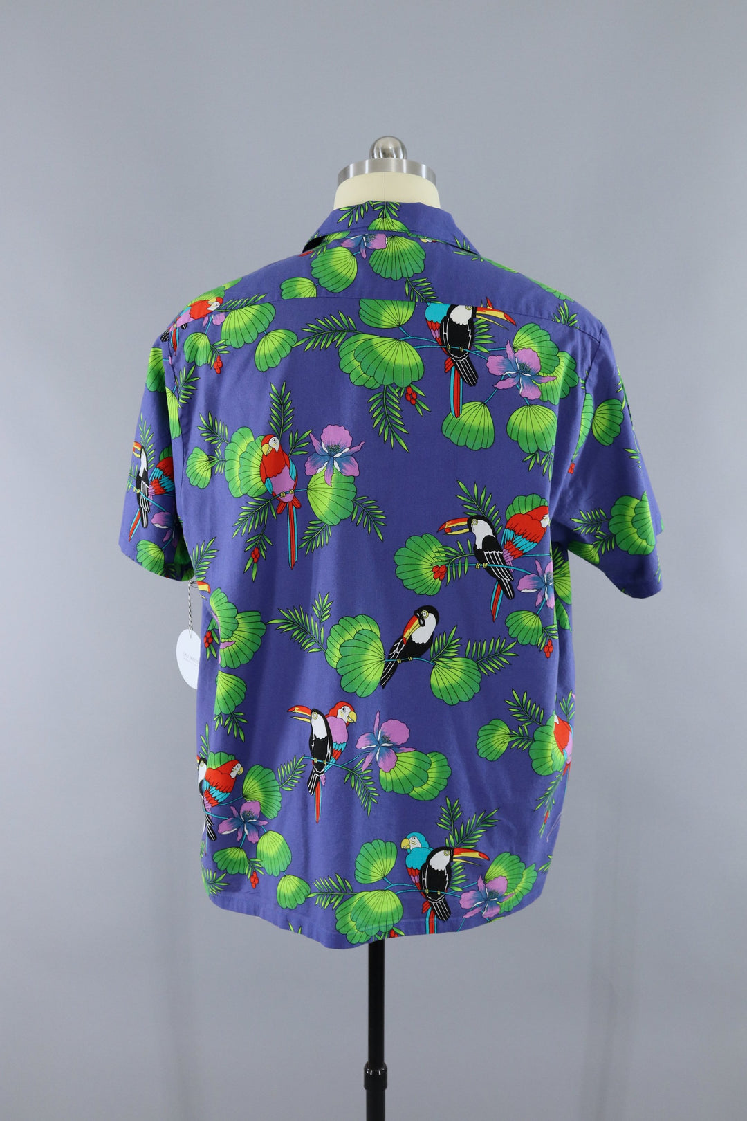 Vintage Hawaiian Shirt / Purple Blue Toucan Birds &amp; Palm Trees - ThisBlueBird