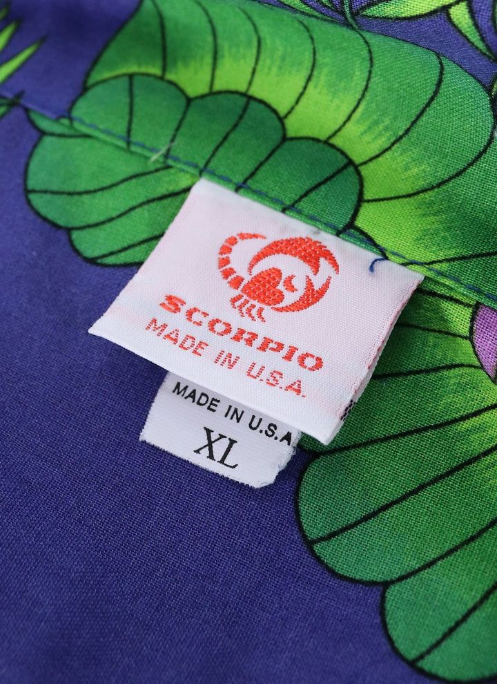Vintage Hawaiian Shirt / Purple Blue Toucan Birds &amp; Palm Trees - ThisBlueBird