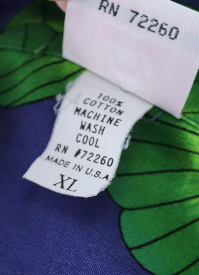Vintage Hawaiian Shirt / Purple Blue Toucan Birds &amp; Palm Trees - ThisBlueBird