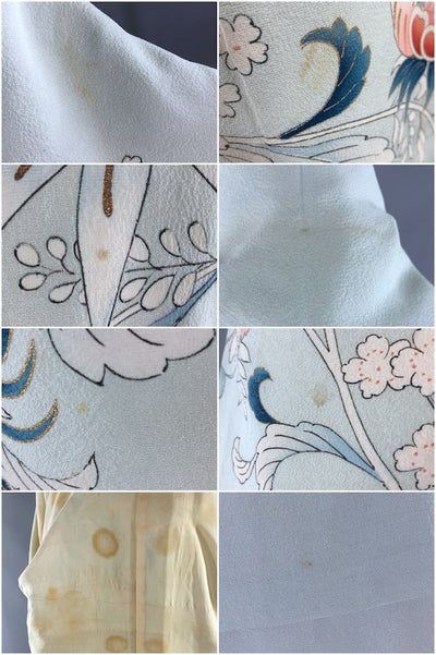Vintage Ice Blue Phoenix Silk Kimono Robe-ThisBlueBird - Modern Vintage