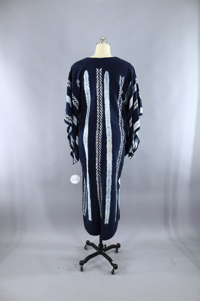 Vintage Indigo Blue Dyed Caftan Dress - ThisBlueBird