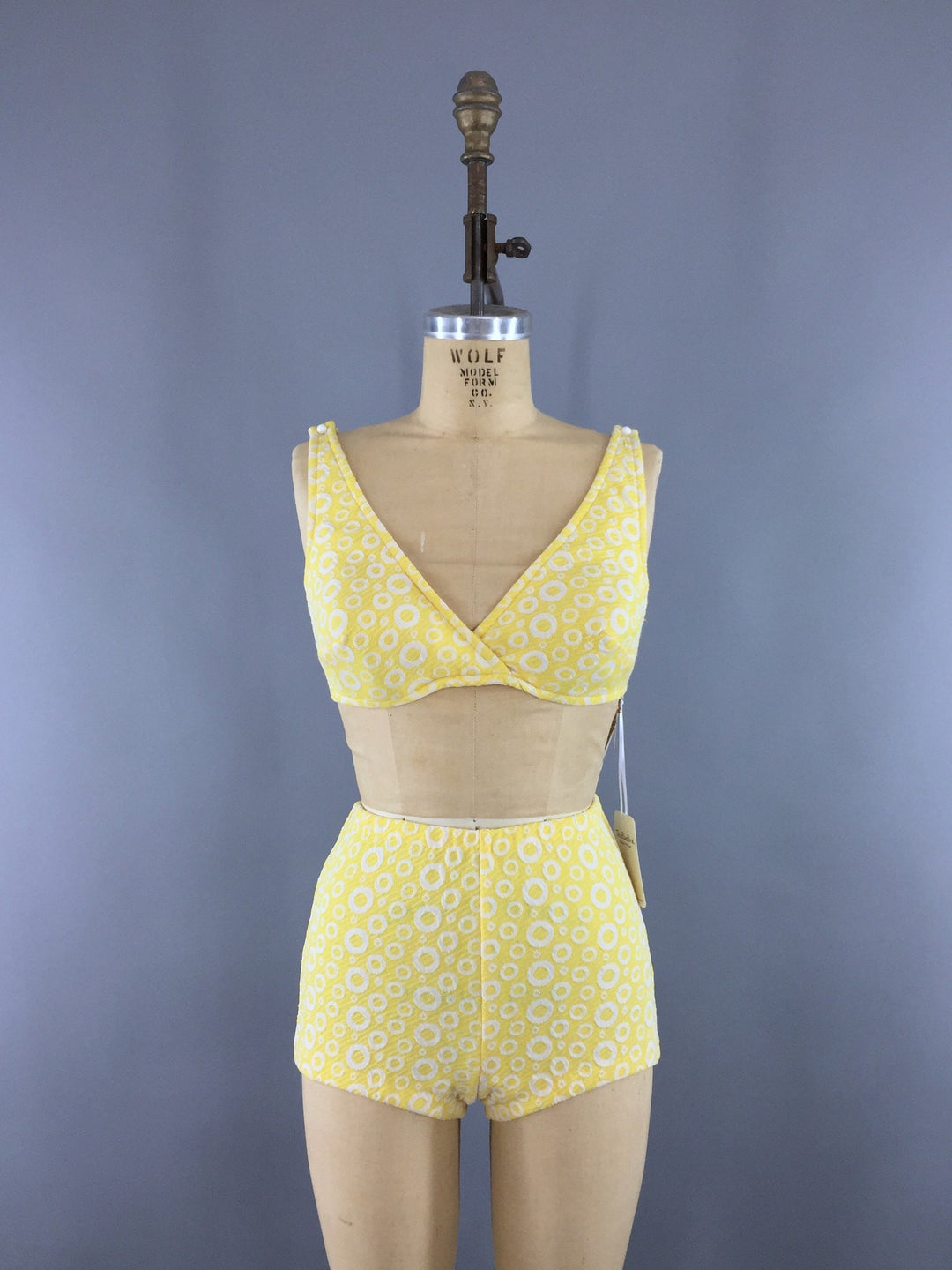 Vintage Itsy Bitsy Teeny Weeny Yellow Polka Dot Bikini Swimsuit / 1960s Swim Suit - ThisBlueBird
