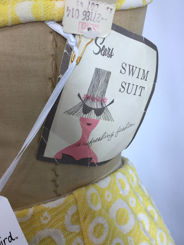 Vintage Itsy Bitsy Teeny Weeny Yellow Polka Dot Bikini Swimsuit / 1960s Swim Suit - ThisBlueBird