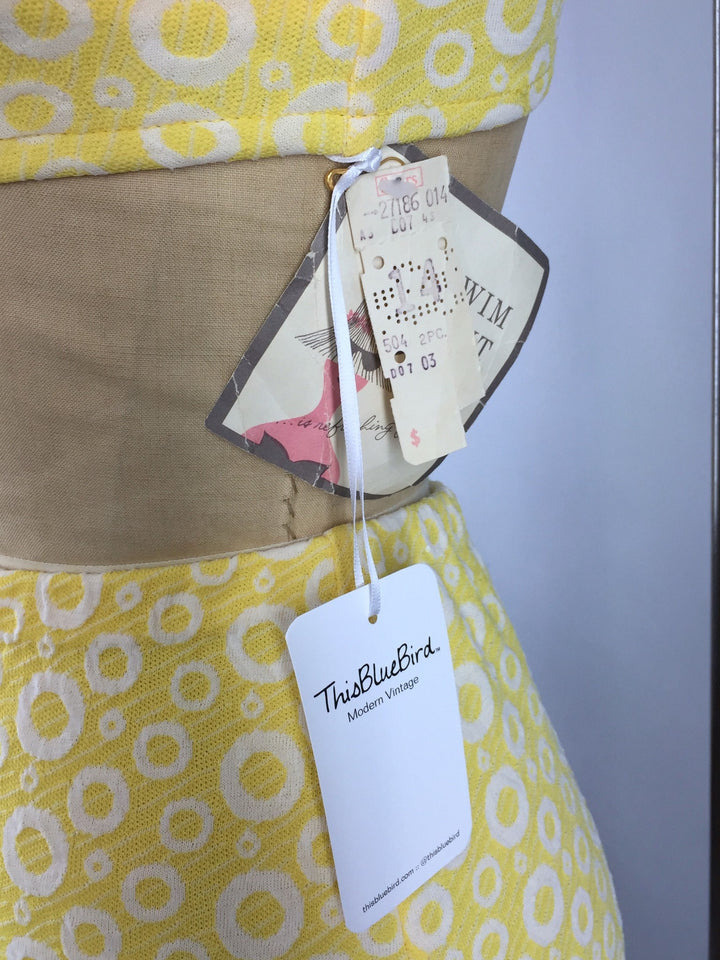 Vintage Itsy Bitsy Teeny Weeny Yellow Polka Dot Bikini Swimsuit / 1960s Swim Suit - ThisBlueBird