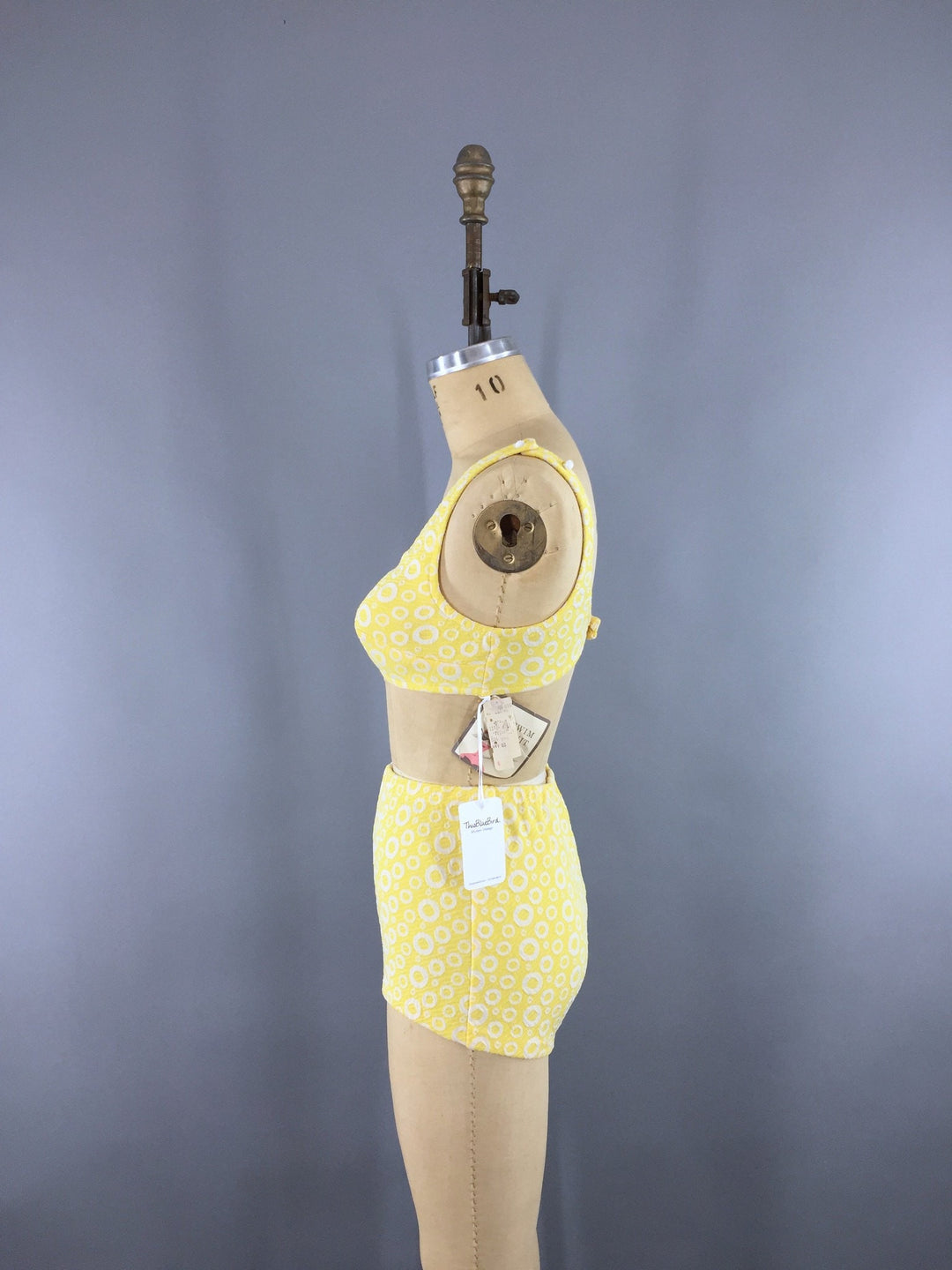 Vintage Itsy Bitsy Teeny Weeny Yellow Polka Dot Bikini Swimsuit / 1960s Swim Suit - ThisBlueBird
