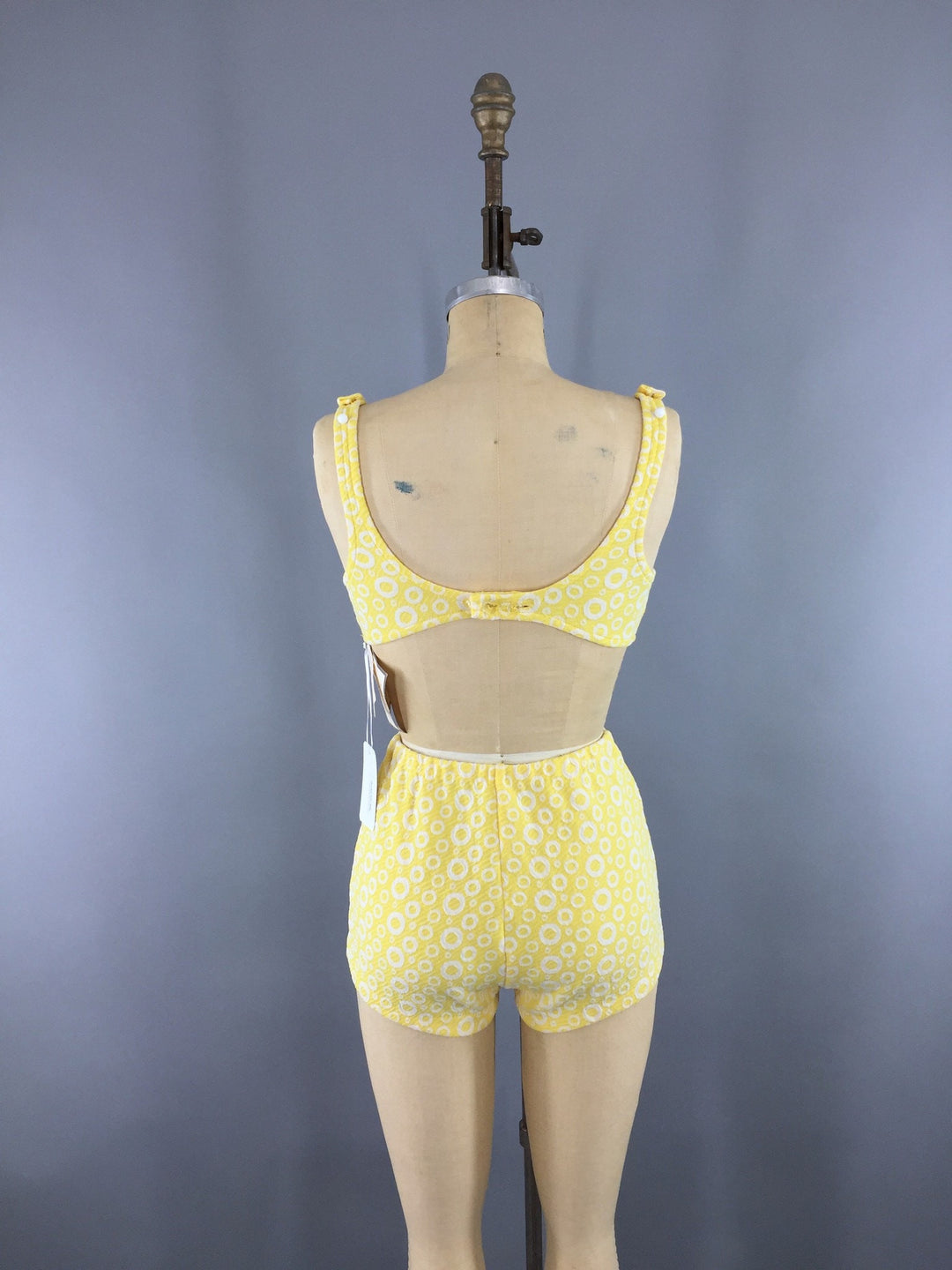 Vintage Itsy Bitsy Teeny Weeny Yellow Polka Dot Bikini Swimsuit / 1960s Swim Suit - ThisBlueBird