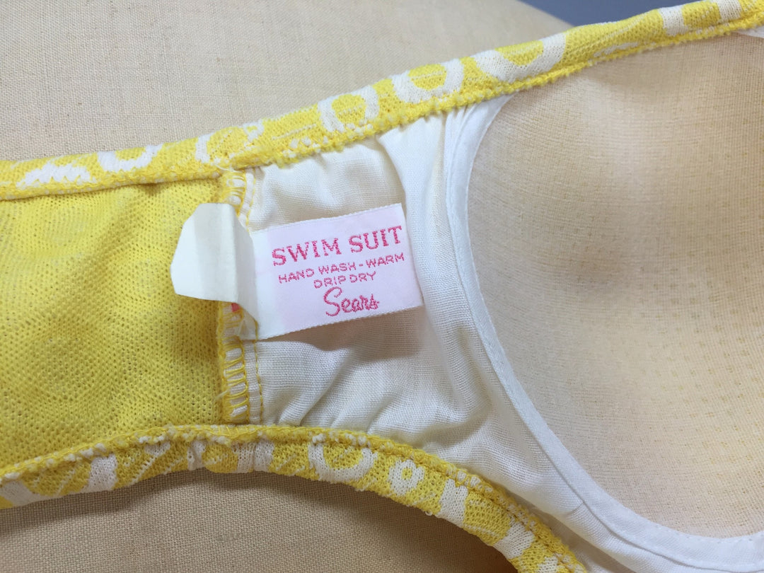 Vintage Itsy Bitsy Teeny Weeny Yellow Polka Dot Bikini Swimsuit / 1960s Swim Suit - ThisBlueBird