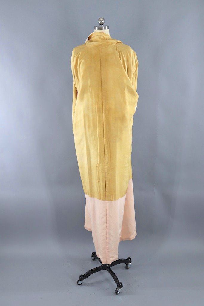 Vintage Ivory Butterflies Silk Kimono Robe-ThisBlueBird - Modern Vintage