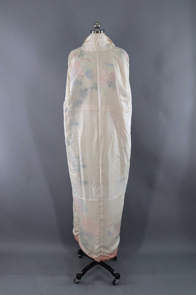 Vintage Ivory Chrysanthemum Silk Kimono ThisBlueBird