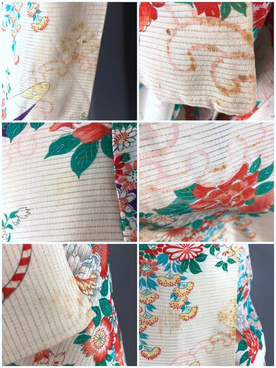 Vintage Ivory Floral Summer Kimono Robe-ThisBlueBird - Modern Vintage