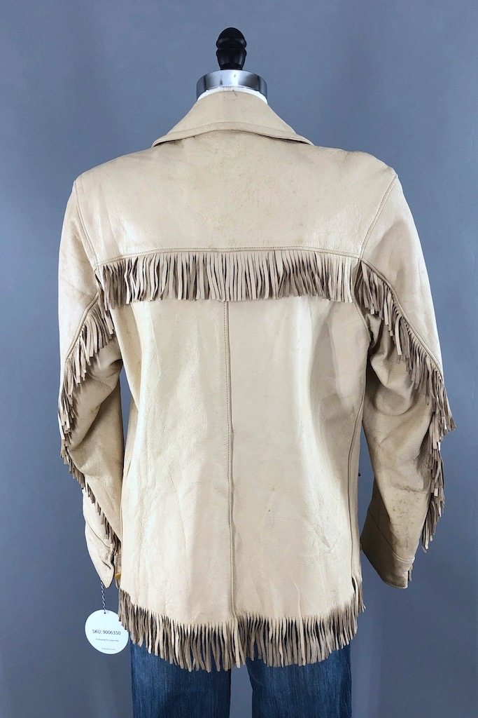 Vintage Ivory Fringed Leather Jacket – ThisBlueBird