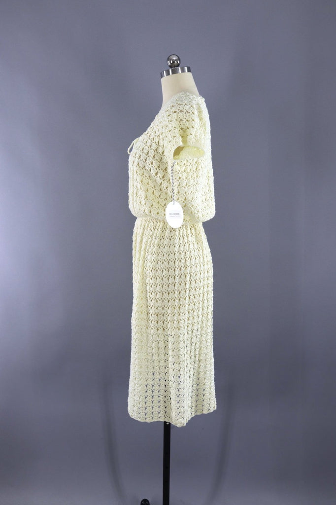 Vintage Ivory Knitted Day Dress - ThisBlueBird
