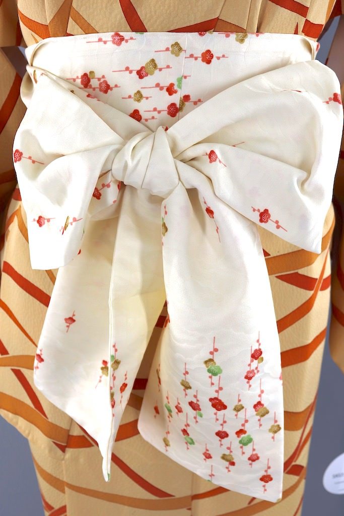 Vintage Ivory & Orange Silk Kimono Robe-ThisBlueBird - Modern Vintage