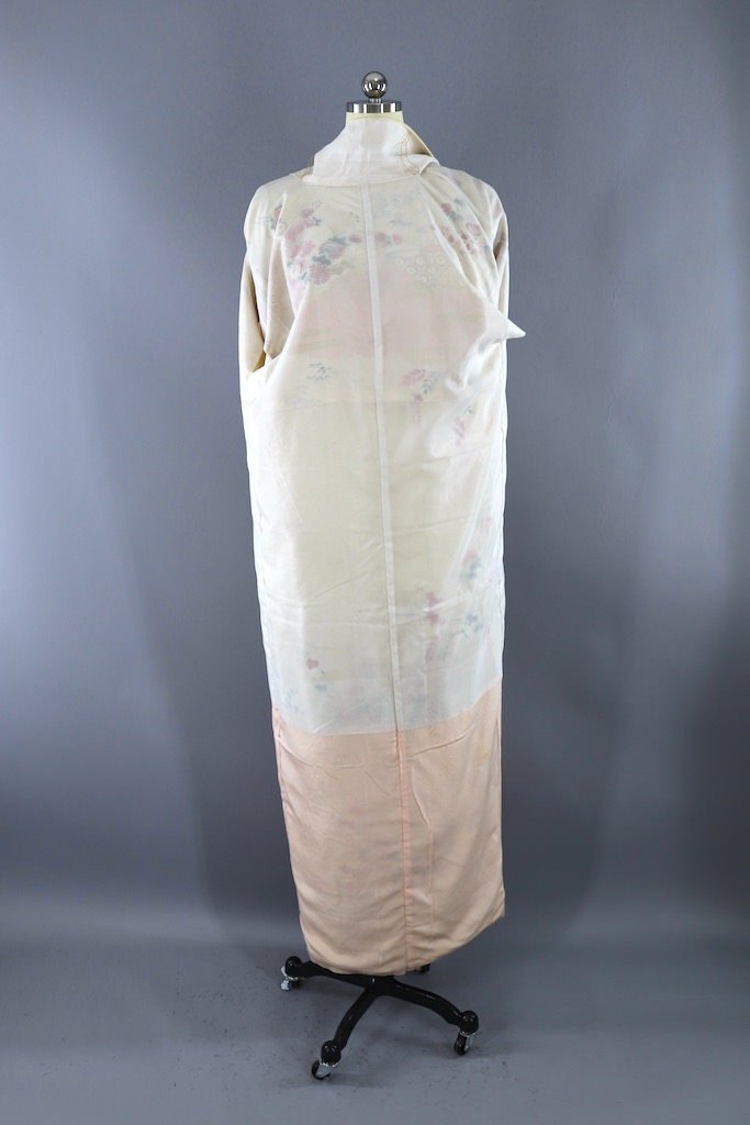 Vintage Ivory Peach Floral Kimono-ThisBlueBird - Modern Vintage