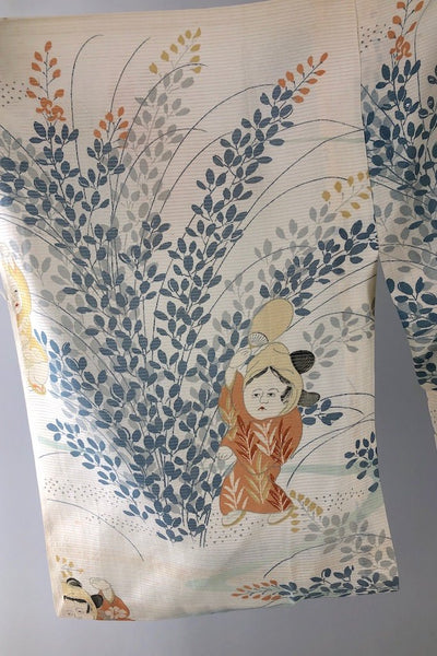 Vintage Ivory Summer Silk Kimono Robe-ThisBlueBird - Modern Vintage