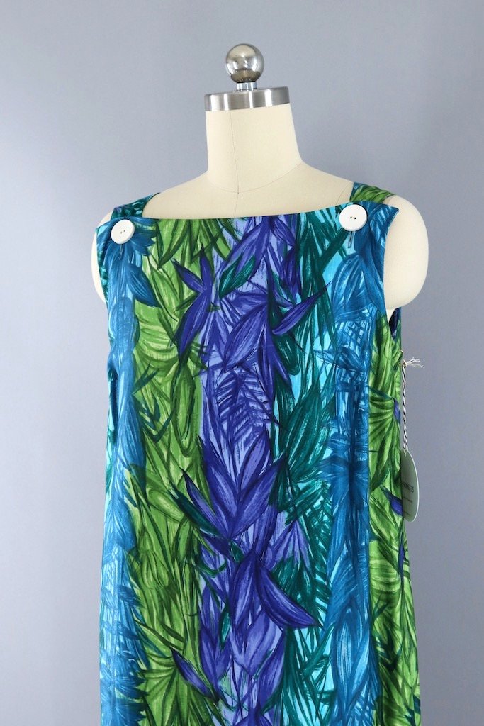 Vintage Kamehameha Hawaiian Maxi Dress-ThisBlueBird - Modern Vintage