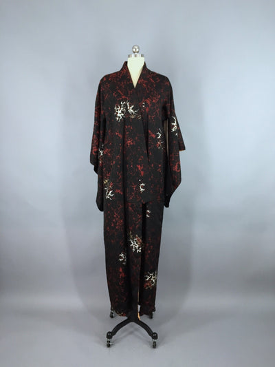 Vintage Kimono / Gothic Black Abstract - ThisBlueBird
