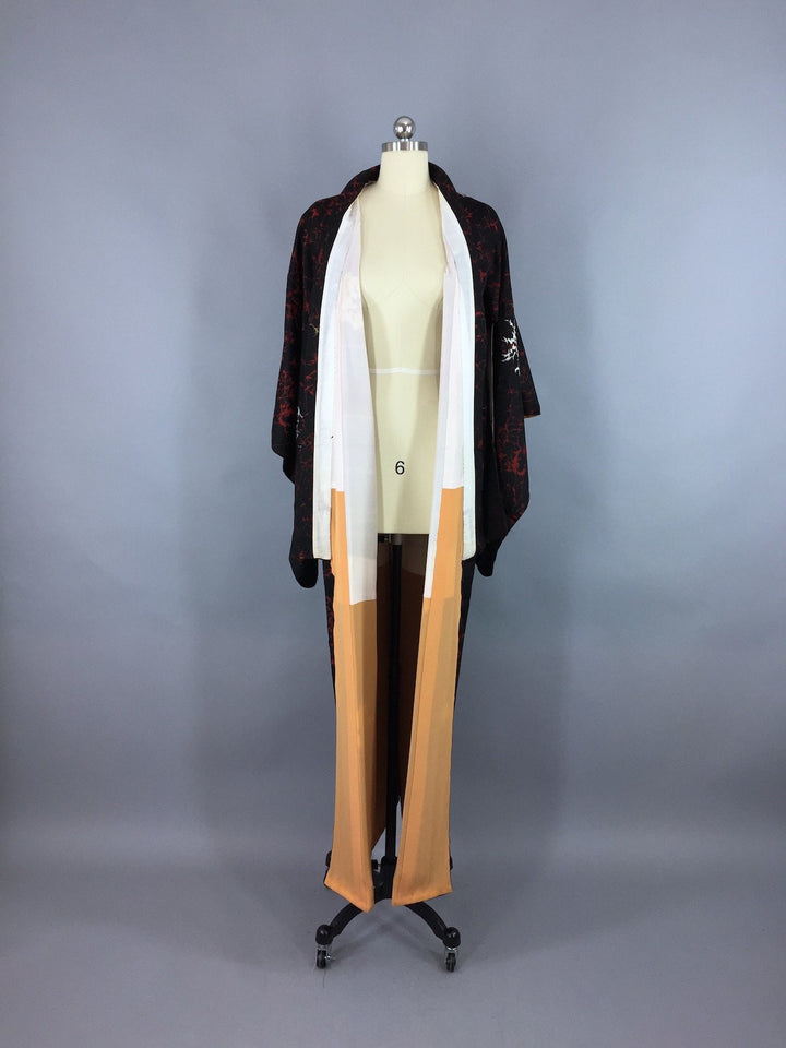 Vintage Kimono / Gothic Black Abstract - ThisBlueBird