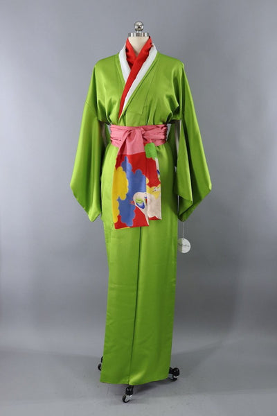 Vintage Kimono Robe / Acid Lime Green - ThisBlueBird