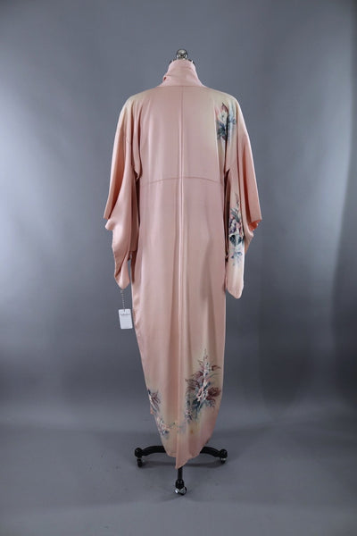 Vintage Kimono Robe / Pastel Pink Floral Print - ThisBlueBird