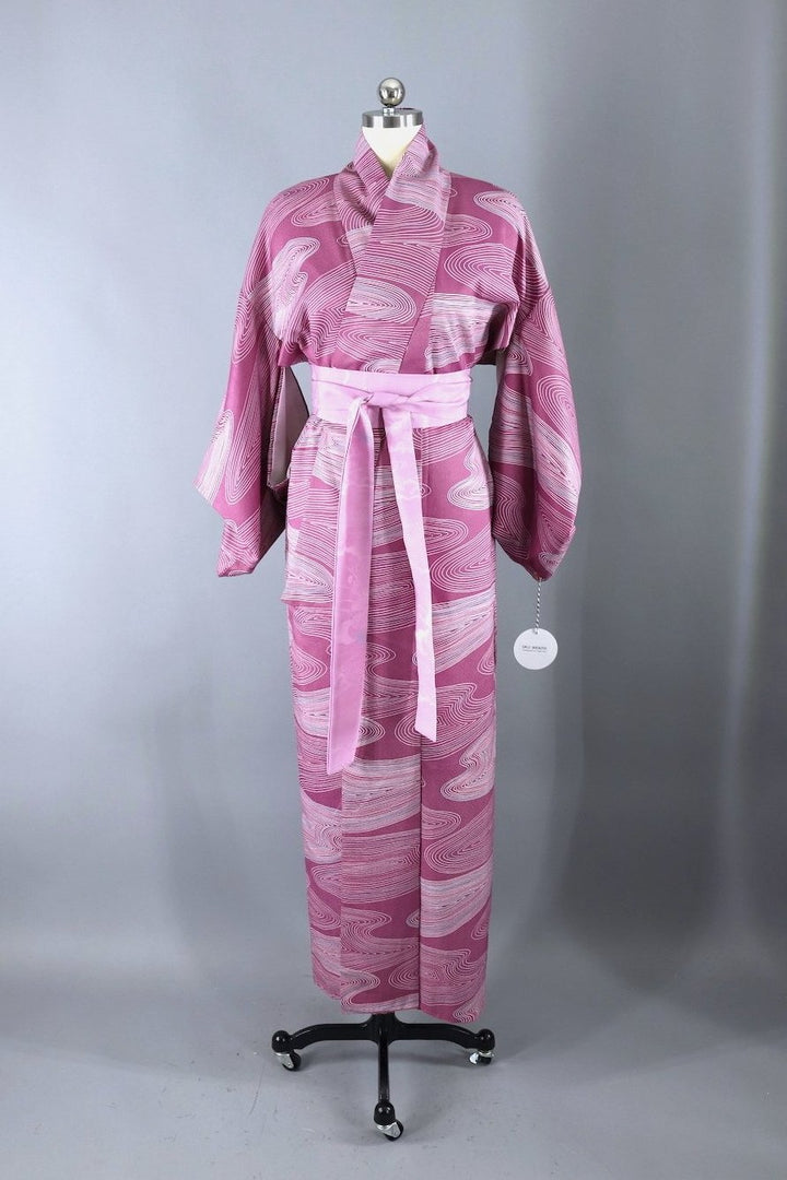 Vintage Kimono Robe / Purple Waves of Majesty - ThisBlueBird