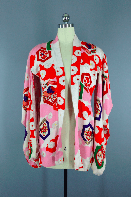 Vintage Silk Haori Kimono Cardigan / Pink - ThisBlueBird