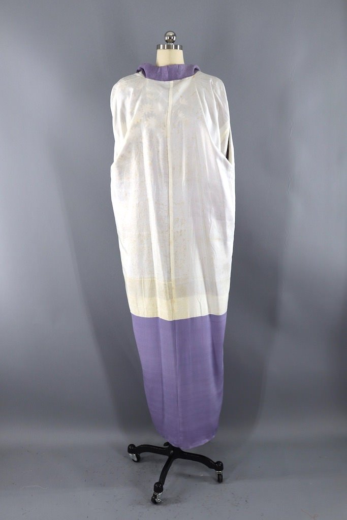 Vintage Lavender Floral Silk Kimono Robe-ThisBlueBird - Modern Vintage