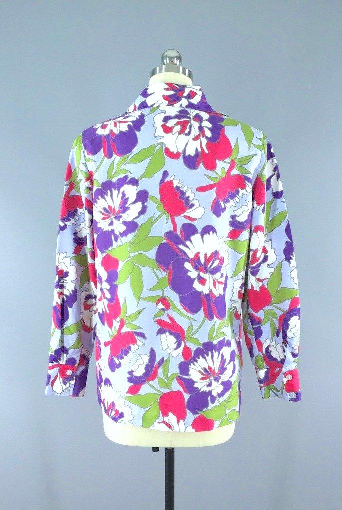 Vintage Lavender Peony Floral Blouse-ThisBlueBird