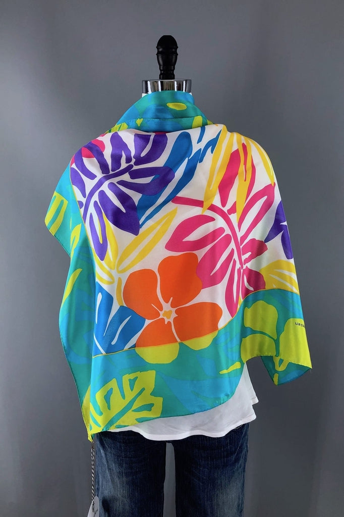 Vintage Liz Claiborne Tropical Floral Silk Scarf-ThisBlueBird - Modern Vintage