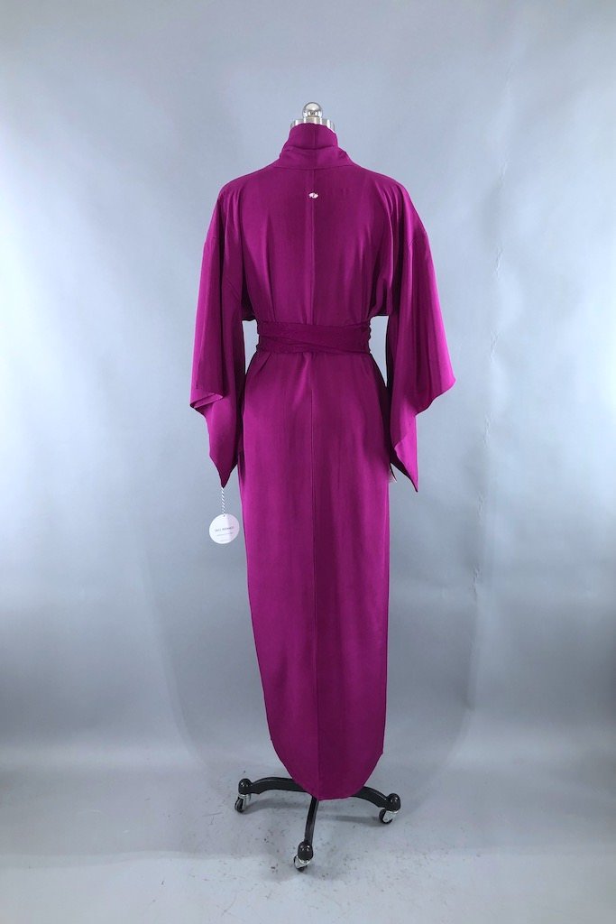 Vintage Magenta Purple Silk Kimono Robe-ThisBlueBird - Modern Vintage