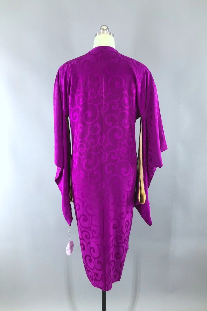 Vintage Magenta Silk Kimono Jacket-ThisBlueBird - Modern Vintage