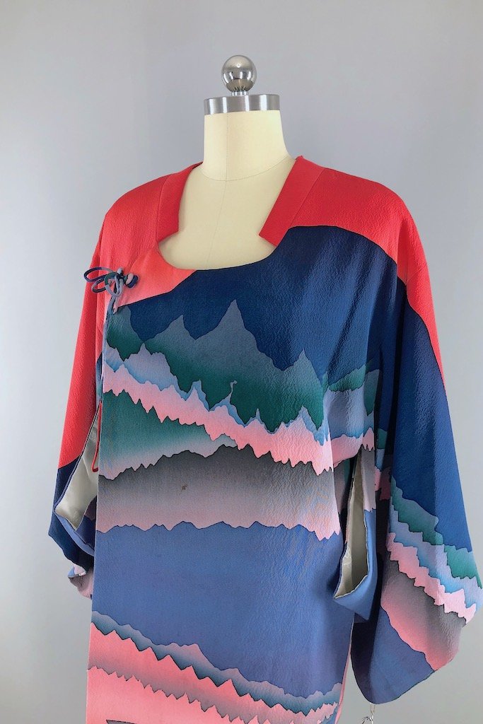 Vintage Majestic Mountains Silk Kimono Jacket-ThisBlueBird - Modern Vintage