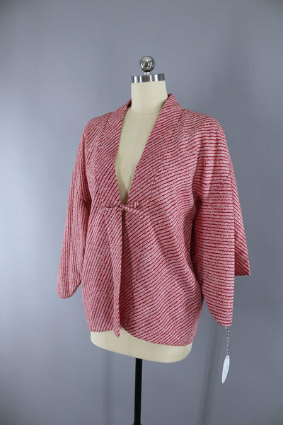 Vintage Maroon Shibori Print Kimono Jacket - ThisBlueBird
