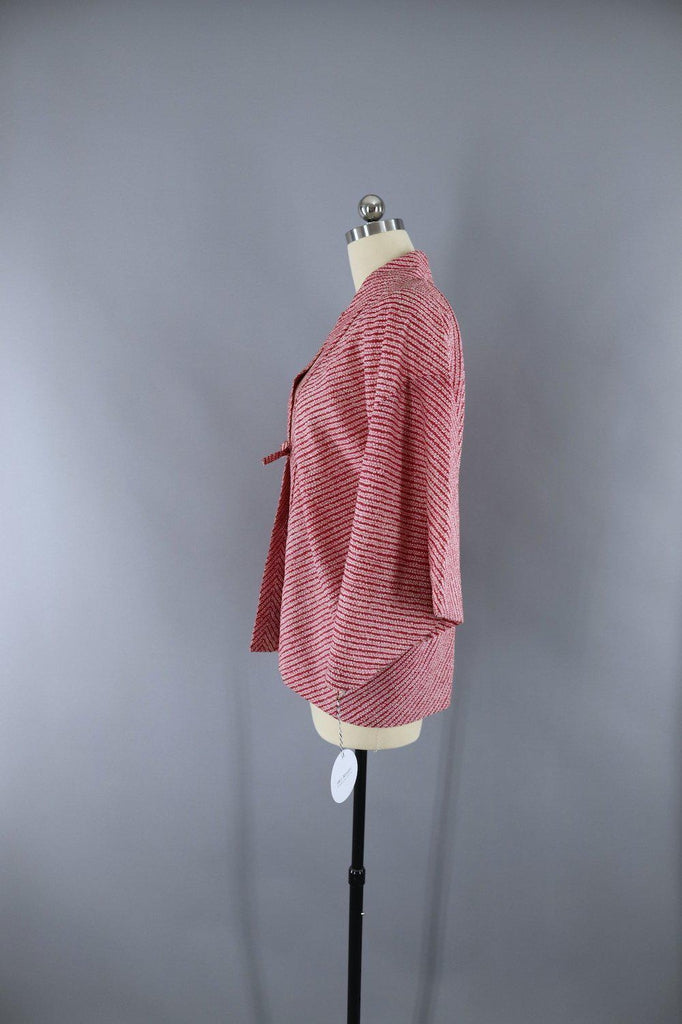 Vintage Maroon Shibori Print Kimono Jacket - ThisBlueBird