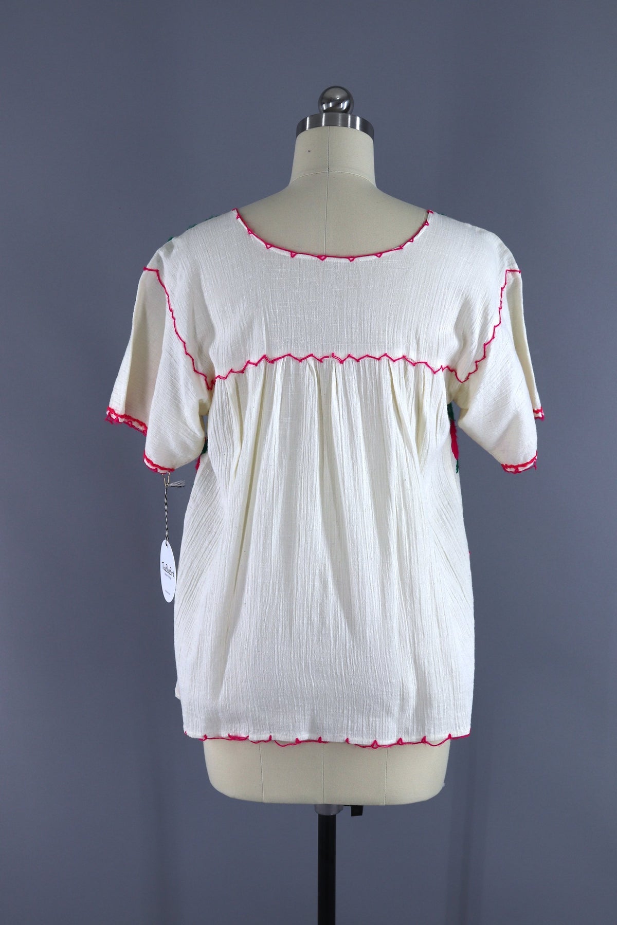 Vintage Mexican Oaxacan Huipil Embroidered Blouse / Off White ...