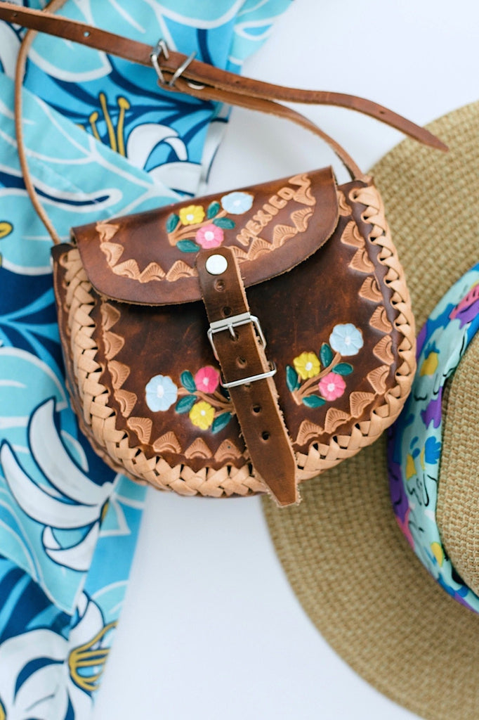 Vintage Mexico Tooled Leather Cross Body Purse-ThisBlueBird - Modern Vintage
