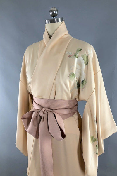 Vintage Morning Glory Silk Kimono Robe-ThisBlueBird - Modern Vintage