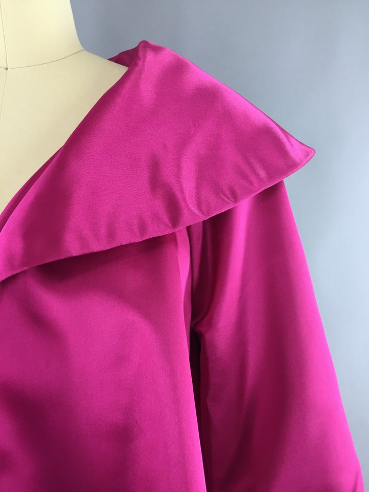 Vintage Morton Myles Pink Satin Swing Coat - ThisBlueBird