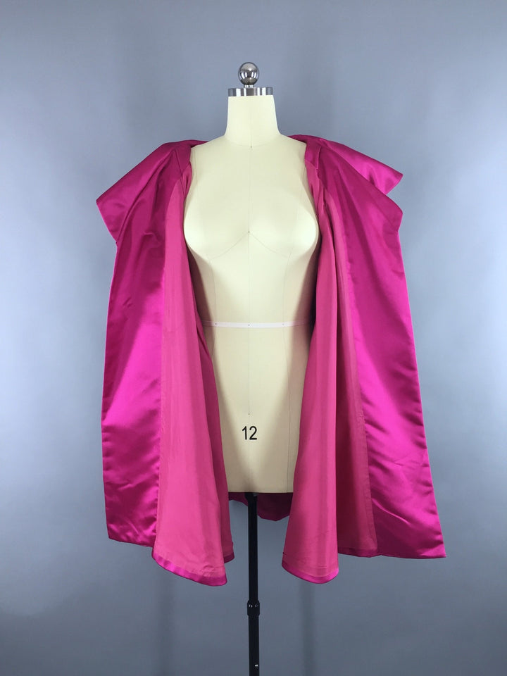 Vintage Morton Myles Pink Satin Swing Coat - ThisBlueBird