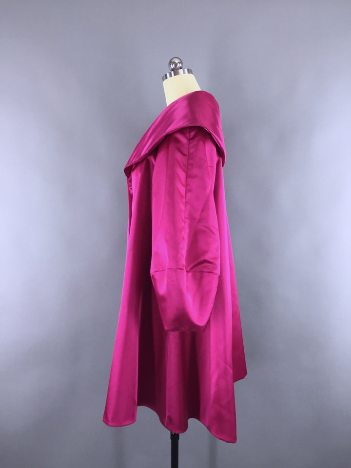 Vintage Morton Myles Pink Satin Swing Coat - ThisBlueBird
