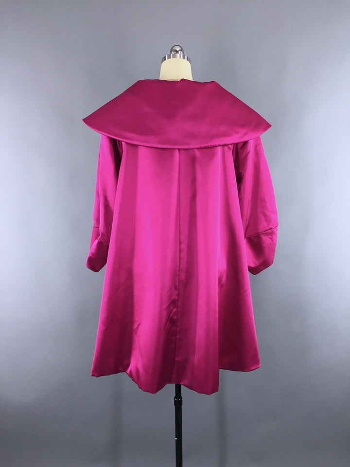 Vintage Morton Myles Pink Satin Swing Coat - ThisBlueBird