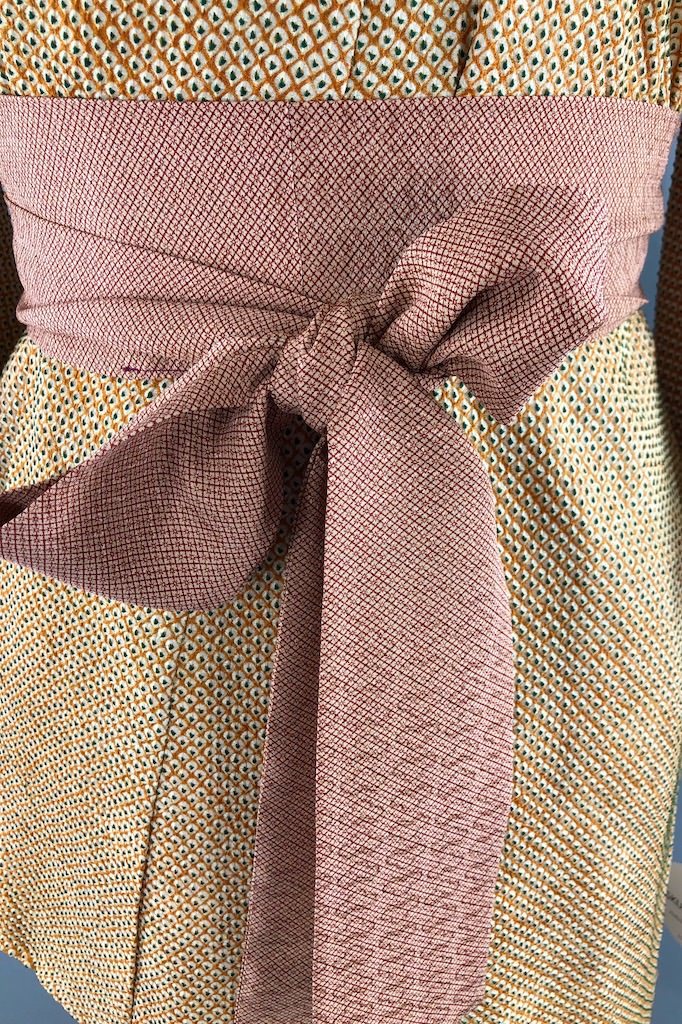 Vintage Mustard & Green Silk Kimono Robe-ThisBlueBird - Modern Vintage