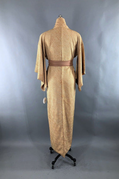 Vintage Mustard & Green Silk Kimono Robe-ThisBlueBird - Modern Vintage