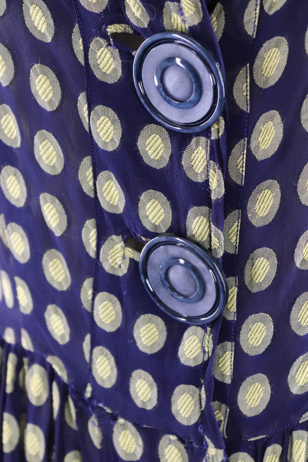 Vintage Navy Blue and Yellow Polka Dot Day Dress - ThisBlueBird