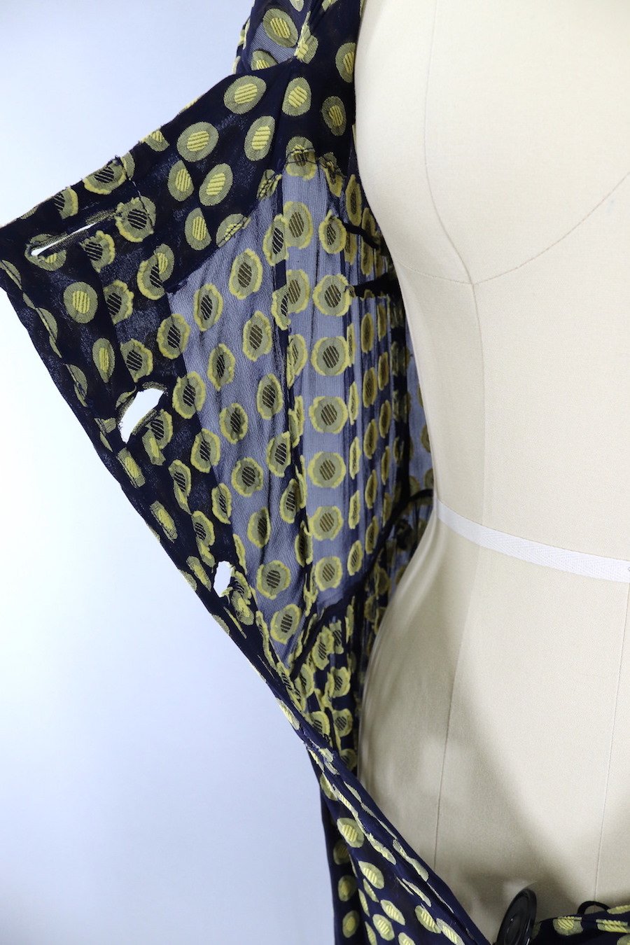 Vintage Navy Blue and Yellow Polka Dot Day Dress - ThisBlueBird